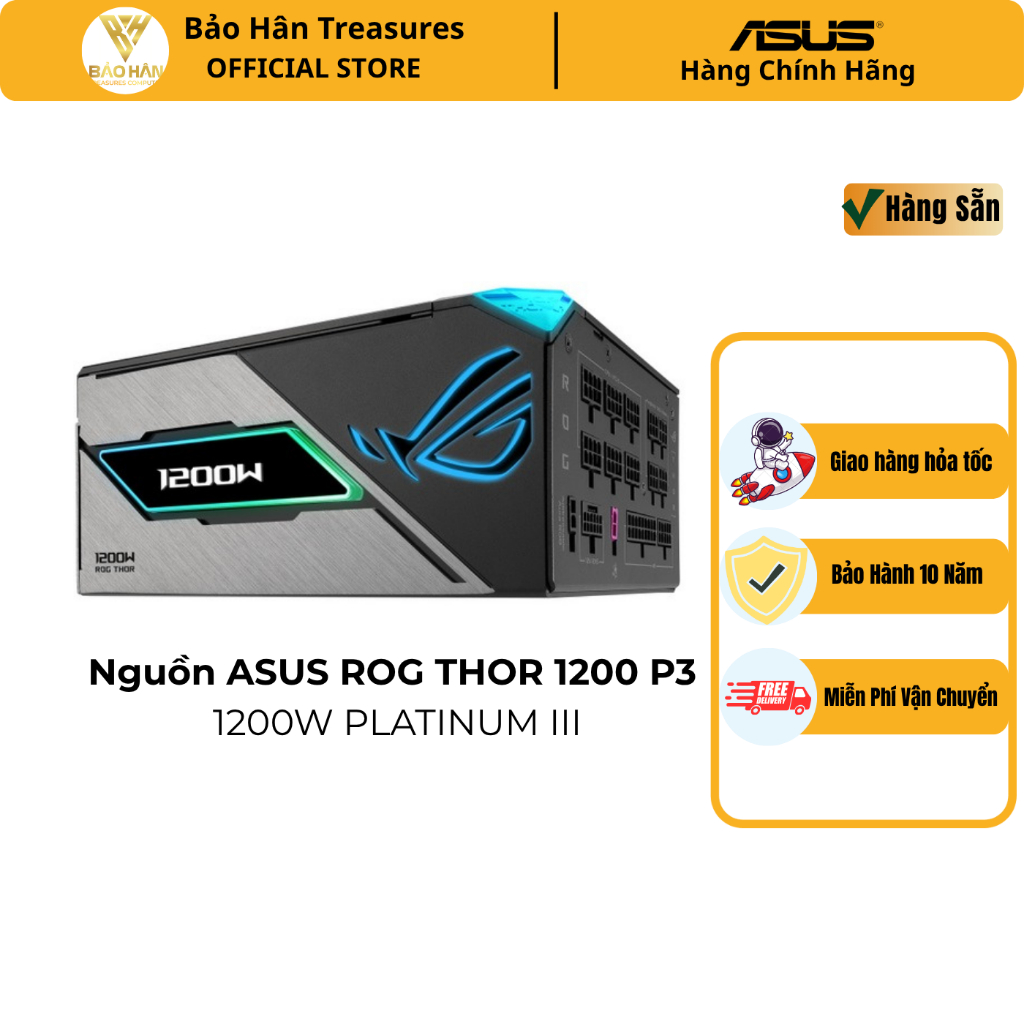 Nguồn Máy Tính ASUS ROG THOR 1200P3 Gaming 1200W Platinum III (PCIe Gen 5.0) - Hàng Chính Hãng