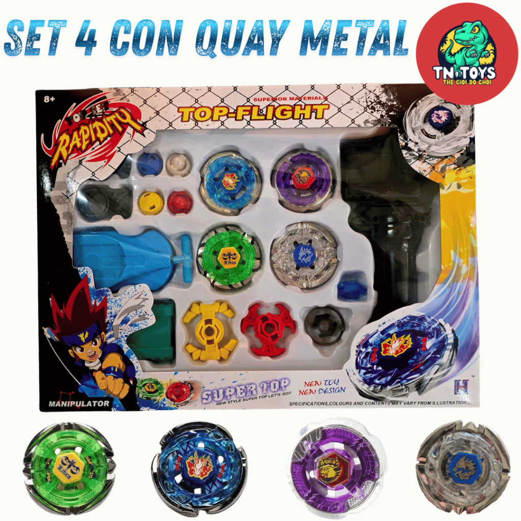 Set 4 - 8 Con Quay Metal Vô Cực - Beyblade Flame Libra - Storm Pegasus - Earth Eagle - Lightning L-D