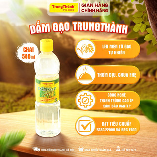 Dấm gạo TrungThành 500ml - Lên men tự nhiên từ gạo - Thanh trùng cao áp đảm bảo VSATTP - Vị chua dịu