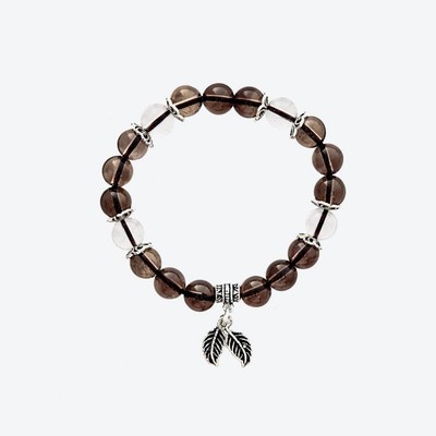 Vòng tay đá Thạch anh tự nhiên phối charm - Mẫu VC0807 - Thạch anh khói - Ngọc Quý