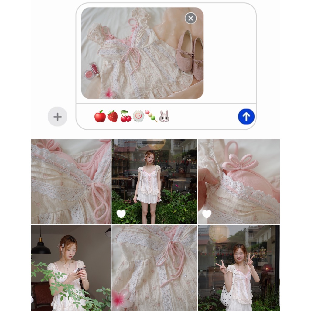 Joella 🌼🎀 Rosie Babydoll - made by Joella 🎀Áo Babydoll Ren Nơ Hồng Phối Ren Hoa Nhí Style Hàn Quốc D
