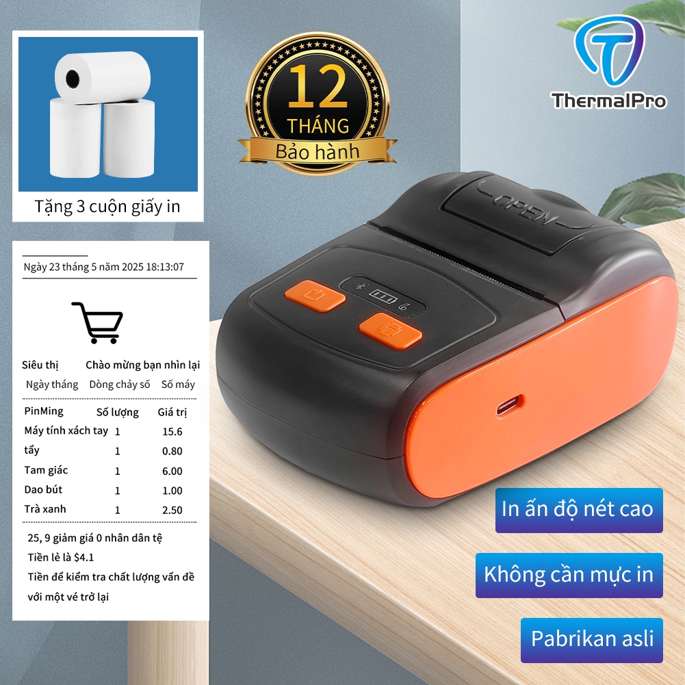 Máy In Nhiệt Bluetooth 58mm Mini (2 inch) Cầm Tay Di Động – Máy In Hóa Đơn/Biên Lai Không Dây USB