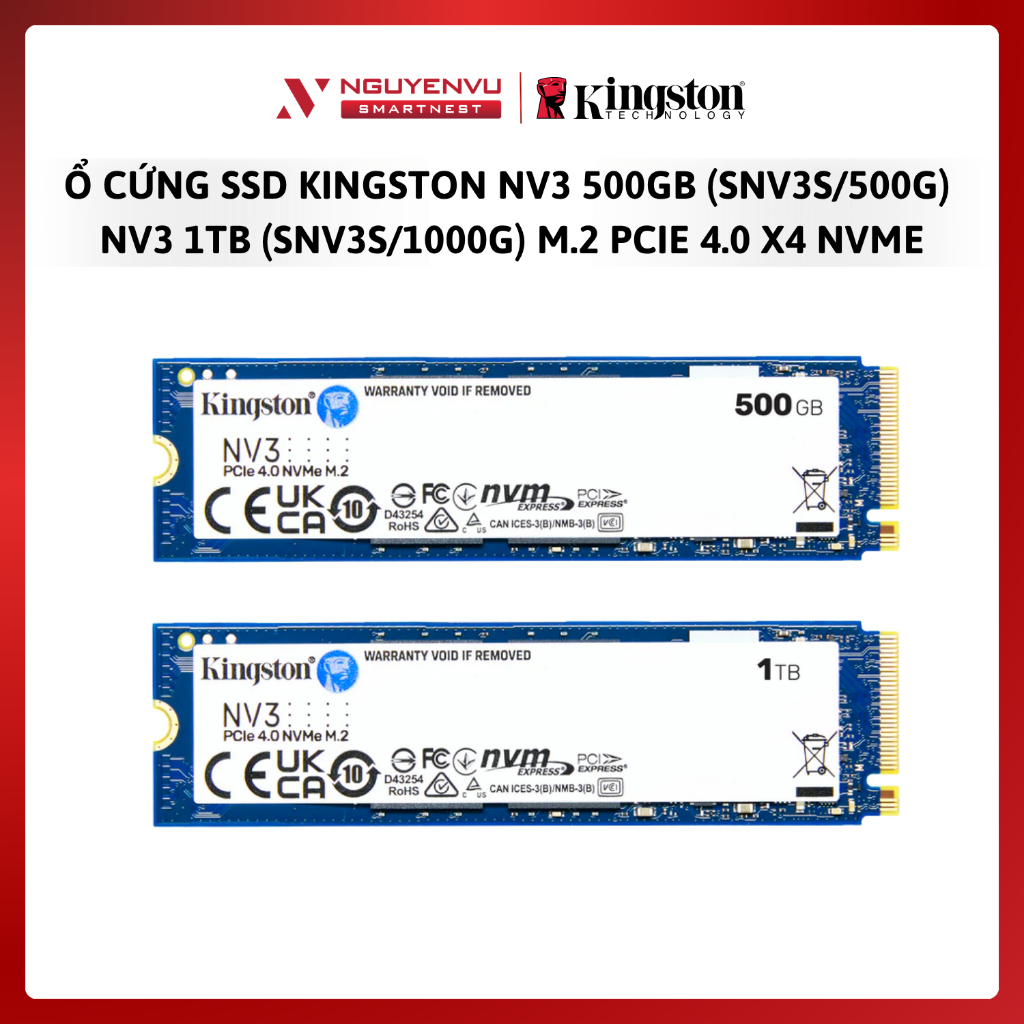 Ổ Cứng SSD Kingston NV3 500Gb (SNV3S/500G) / NV3 1TB (SNV3S/1000G) M.2 PCIe 4.0 x4 NVMe - Hàng Chính