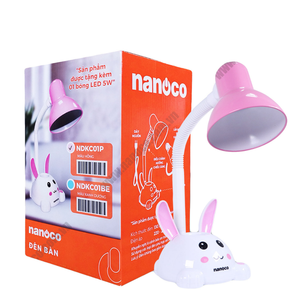 Nanoco Đèn bàn thỏ hồng - NDKC01P (Cái)