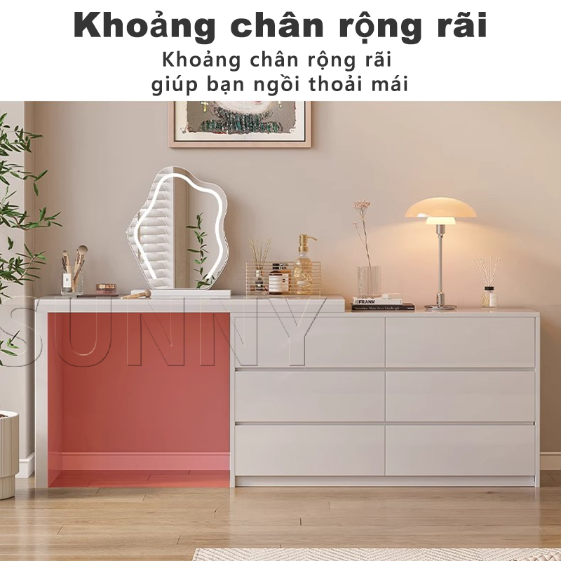 Sunny Bàn Trang Điểm Kết Hợp Tủ Ngăn Kéo 2 trong 1 Thiết Kế Đa Năng 6 Ngăn Lưu Trữ Rộng Rãi | BigBuy360 - bigbuy360.vn