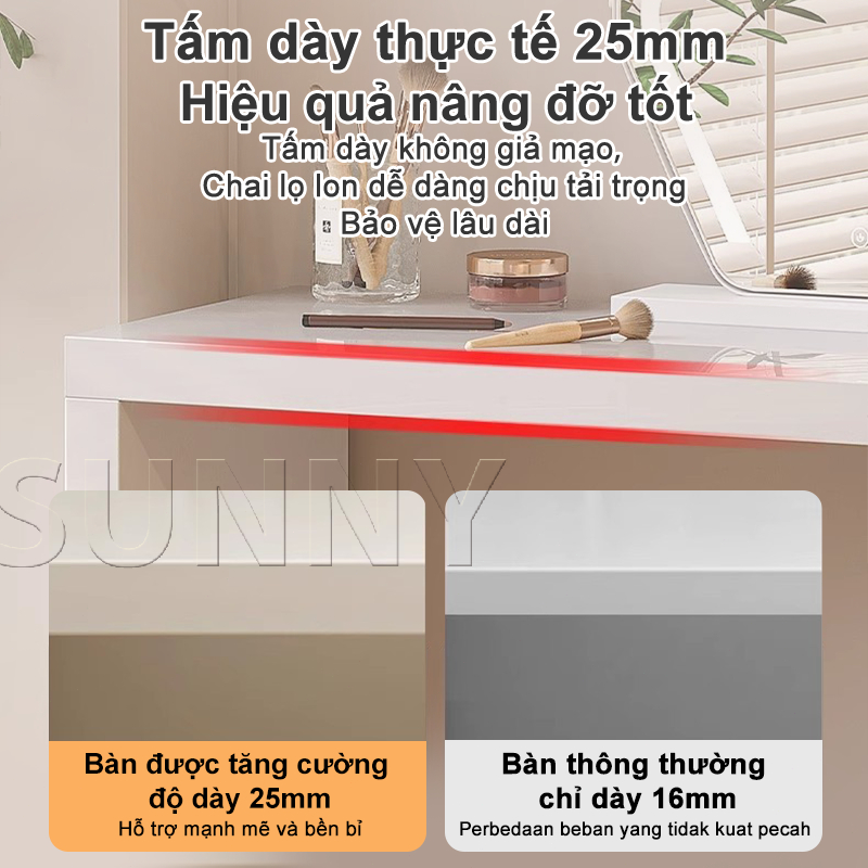 Sunny Bàn Trang Điểm Kết Hợp Tủ Ngăn Kéo 2 trong 1 Thiết Kế Đa Năng 6 Ngăn Lưu Trữ Rộng Rãi | BigBuy360 - bigbuy360.vn