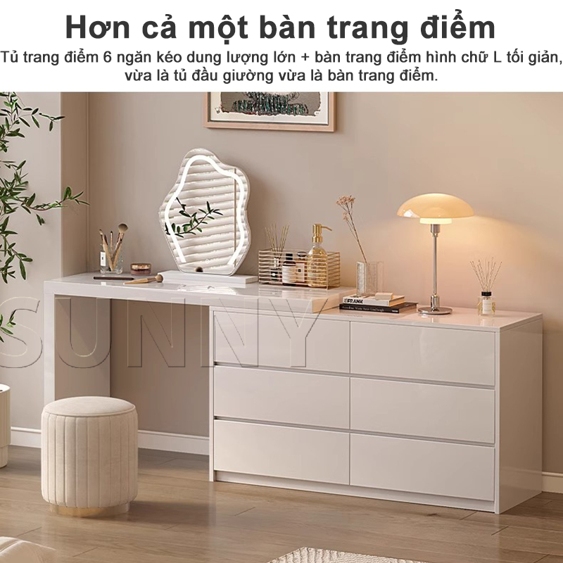 Sunny Bàn Trang Điểm Kết Hợp Tủ Ngăn Kéo 2 trong 1 Thiết Kế Đa Năng 6 Ngăn Lưu Trữ Rộng Rãi | BigBuy360 - bigbuy360.vn