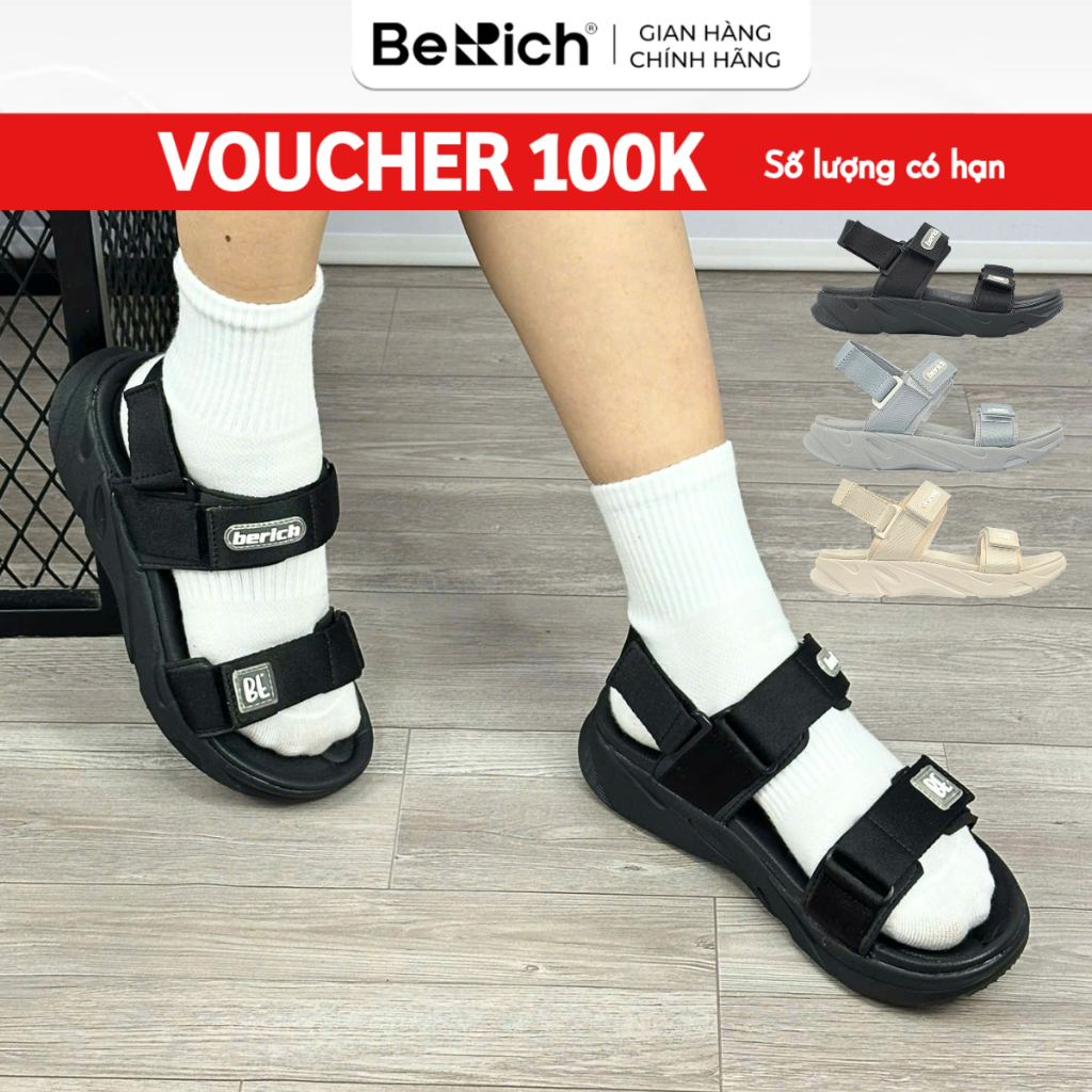 Giày Sandal Nam Nữ BERICH Đi Học Đi Chơi Siêu Nhẹ Bền Êm BE325