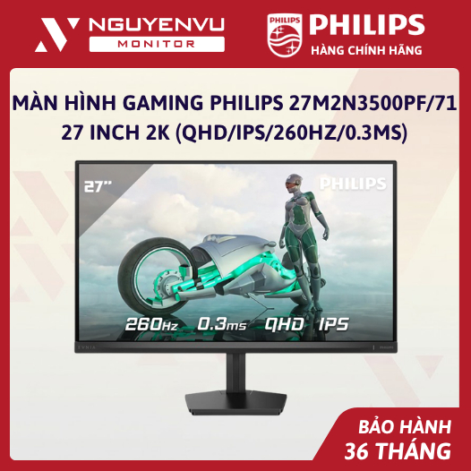 [Full Vat] Màn Hình Gaming Philips 27M2N3500PF/71 27 inch 2k (QHD/IPS/260Hz/0.3ms) - Bảo Hành 3 Năm