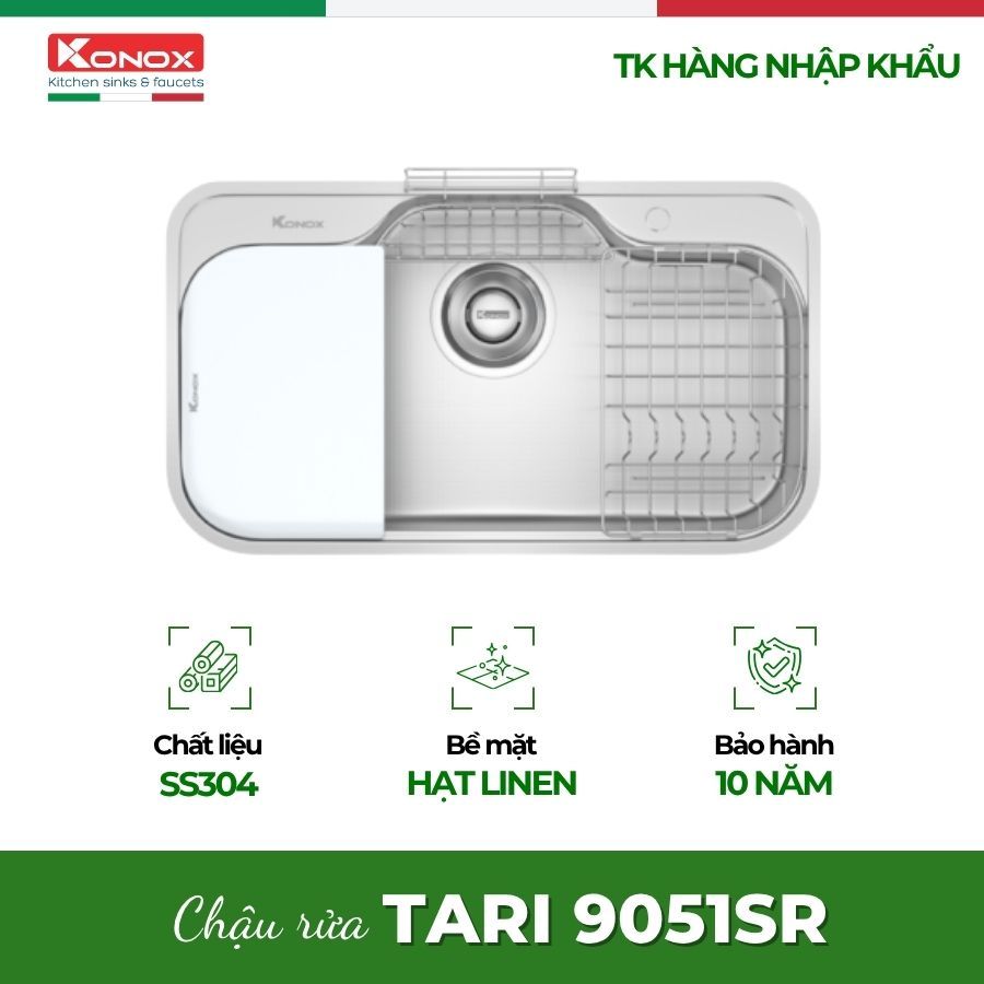 Chậu Rửa Bát Konox TARI 9051SR - Bền Đẹp, Thoát Nước Nhanh, Dễ Vệ Sinh