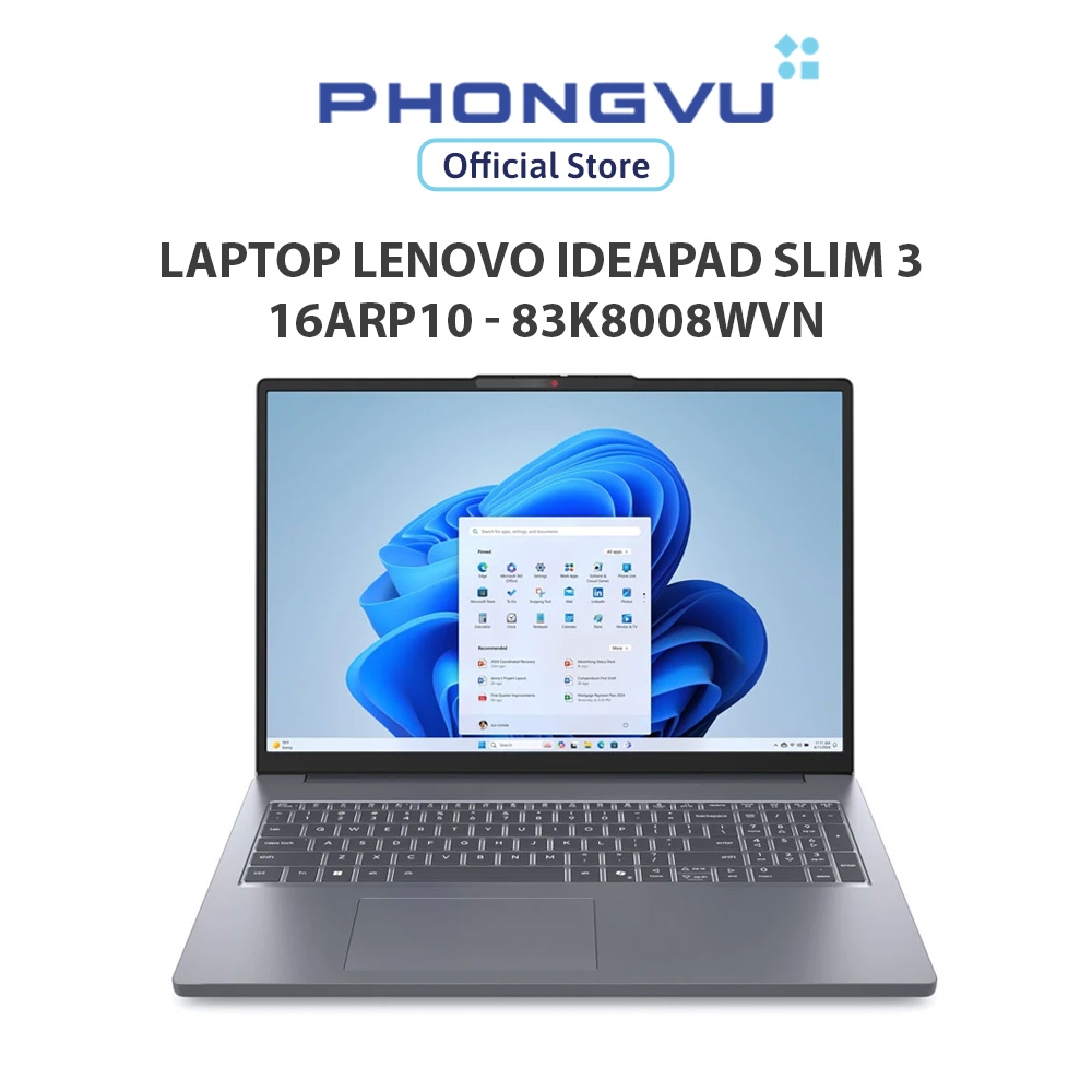 Laptop Lenovo Ideapad Slim 3 16ARP10 - 83K8008WVN (Ryzen 7 7735HS/ 24GB/ 512GB/ Win 11 Home SL) - Bả