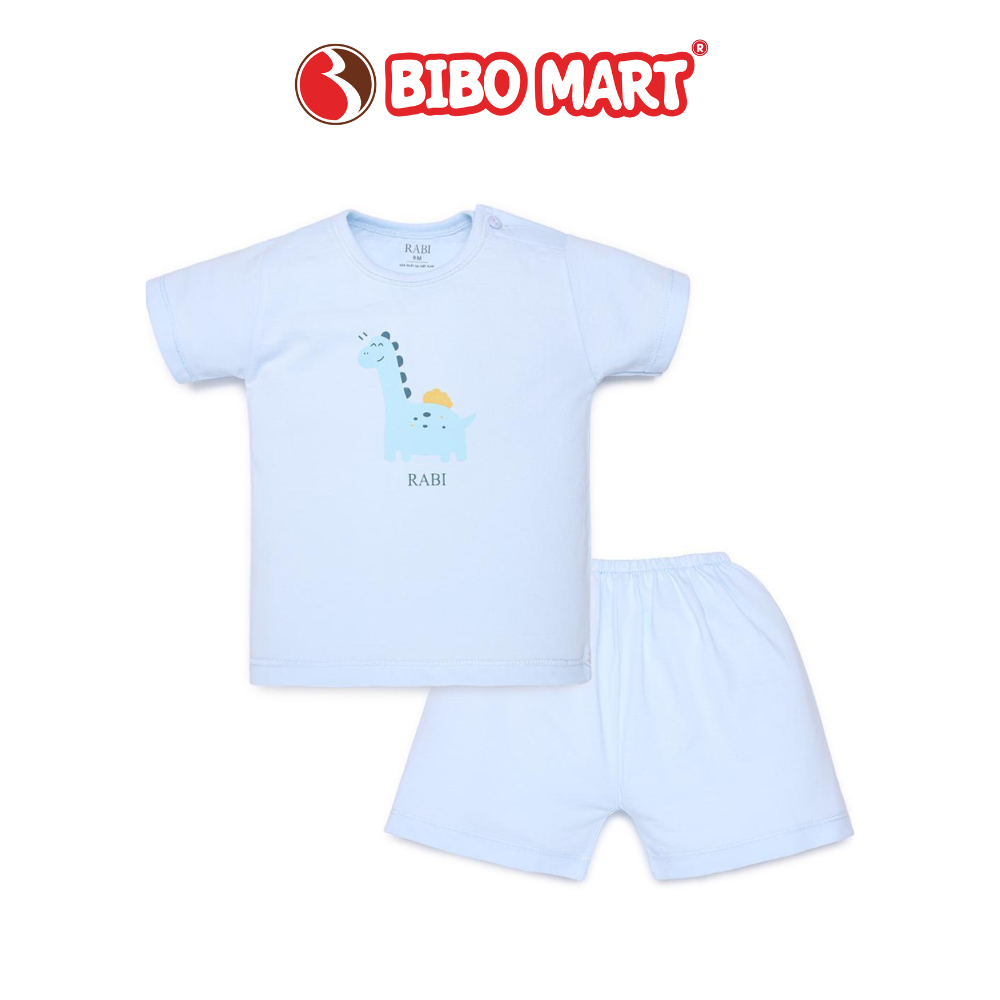 Bộ Cộc Tay Cài Vai Rabi CM30 Màu Xanh Cho Bé - Bibo Mart