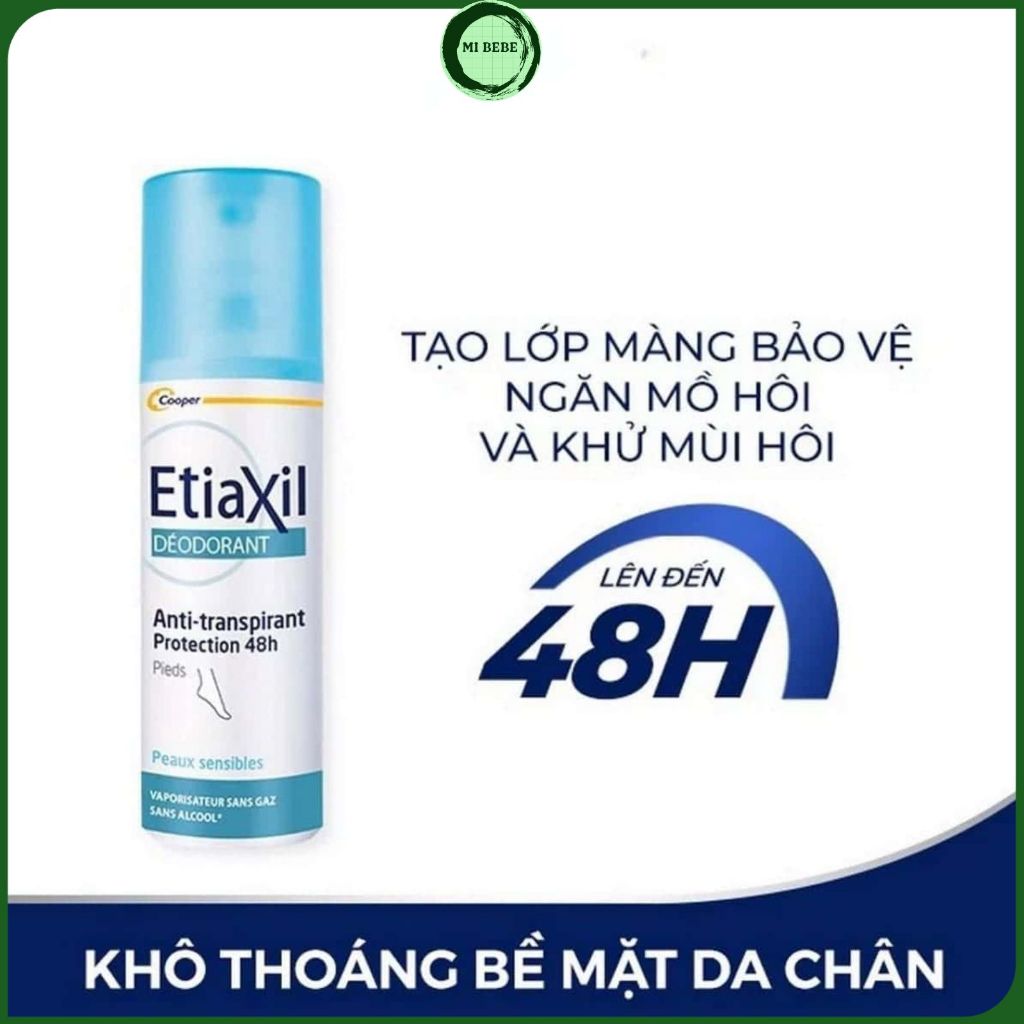 Xịt Khử Mùi Chân Etiaxil Déodorant Anti-Transpirant 48h Pieds Hạn Chế Mồ Hôi Chân 100ml - Mibebe