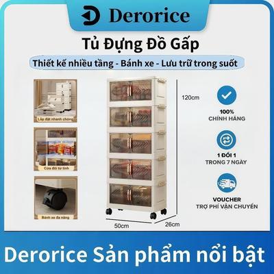 【Rộng 50】Derorice Tủ đựng đồ gấp tủ đựng đồ phòng khách phòng ngủ bếp Làm dày nhựa pp năm lớp công suất lớn