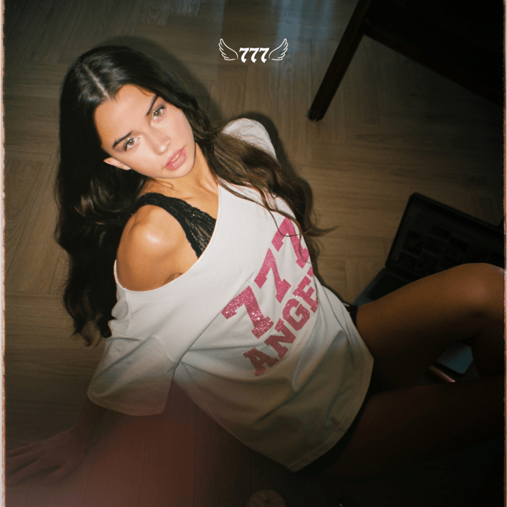 Áo Thun Trễ Vai Local Brand 777ANGELS | 777 LOGO OFF SHOULDER TEE - Freesize, Cotton 2 Chiều, In Kim