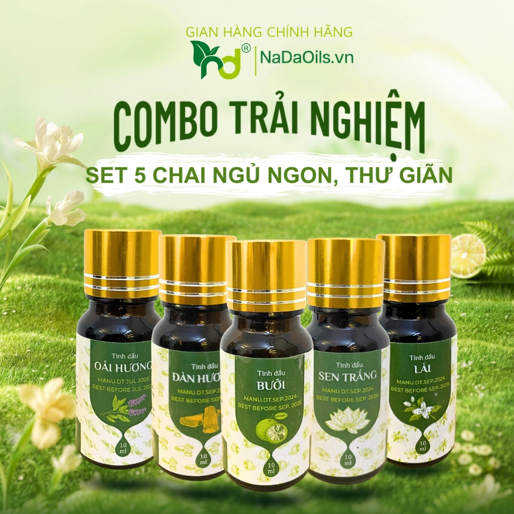 [COMBO TRẢI NGHIỆM] Set 5 Tinh Dầu NaDa Oils Thiên Nhiên Nguyên Chất, Tinh Dầu Trải Nghiệm Đa Mùi Ti