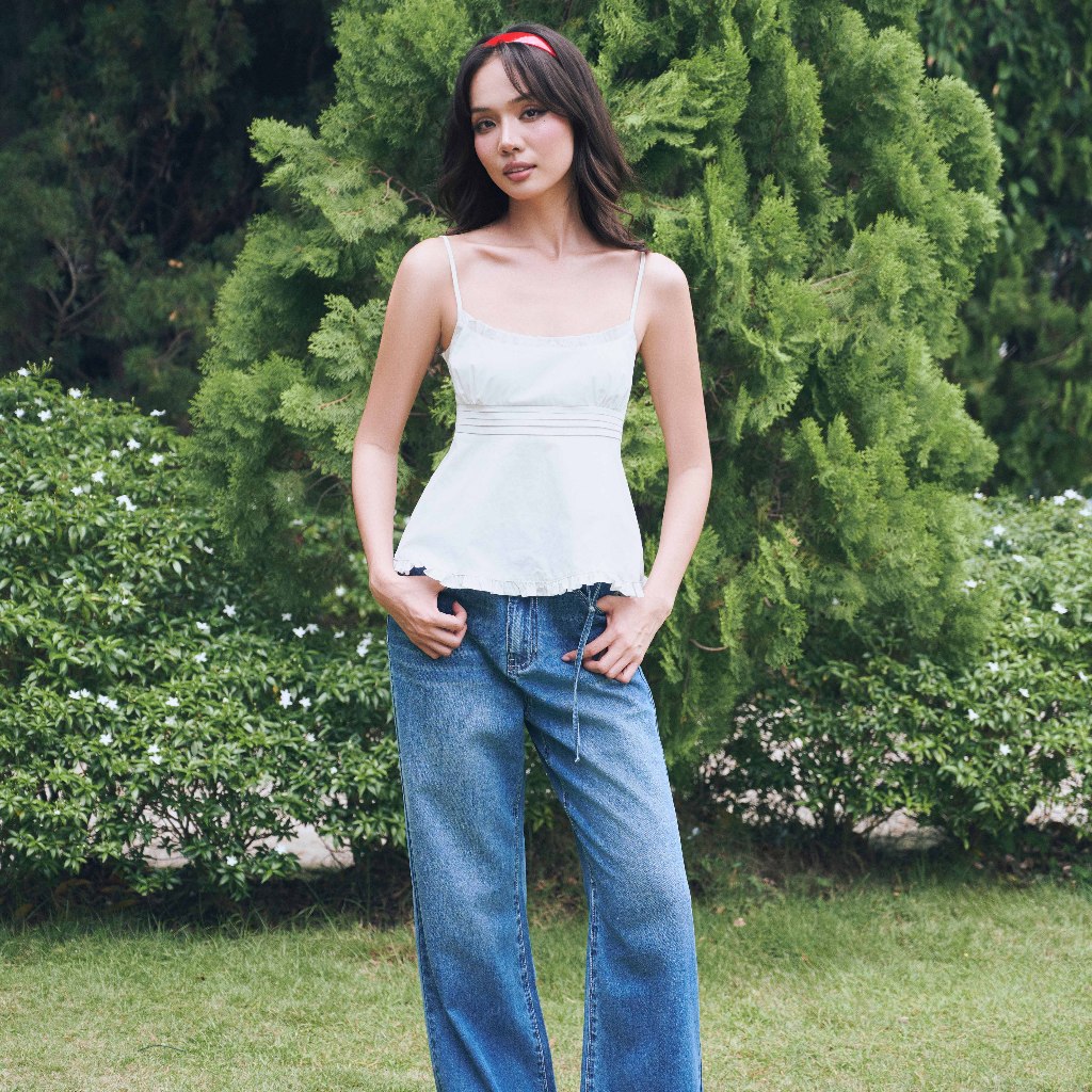 [NEW ARRIVAL] DOTTIE - Quần Jean cạp cao cột dây - Xanh đậm - Q0418