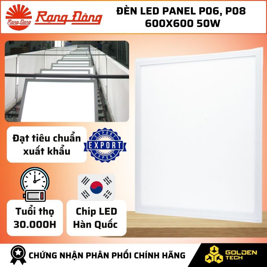 (Rạng Đông) Đèn LED Panel 600x600 50W Ánh sáng Trắng 6500K, loại thường P06-Loại cáo cấp P08