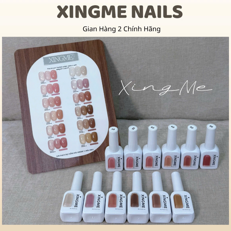 Sơn thạch đục 12 màu hồng nâu XINGME kèm bảng màu