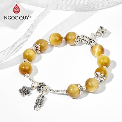Vòng tay đá Thạch anh mắt hổ tự nhiên phối charm - Mẫu VC0849 - Ngọc Quý