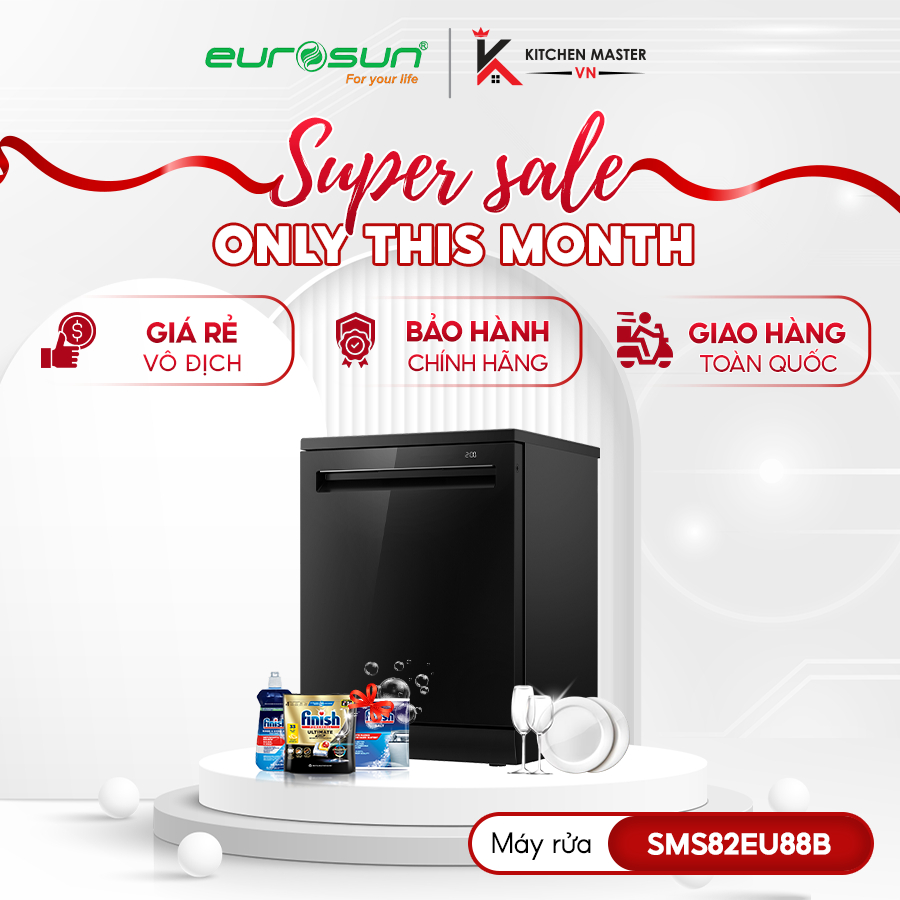 Máy Rửa Bát Eurosun SMS82EU88B - Độc Lập, Dung Tích Lớn, Rửa Sạch Mạnh, Tiết Kiệm Nước