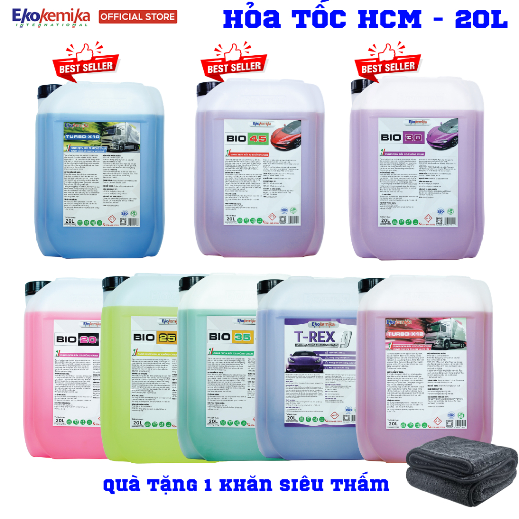Nước Rửa Xe Không Chạm Ekokemika Bio 20,Bio 25,Bio 30,Bio 35,Bio 45,Turbo X12,Turbo X10 Can 20l Tặng