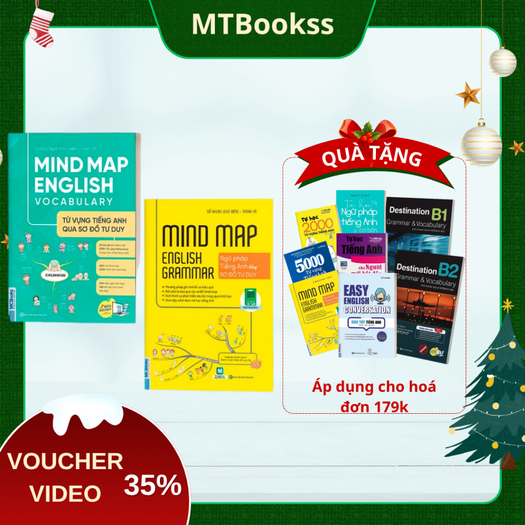 Sách - Combo Mindmap English Grammar và Mindmap English Vocabulary( Học Kèm Online) - MCBooks