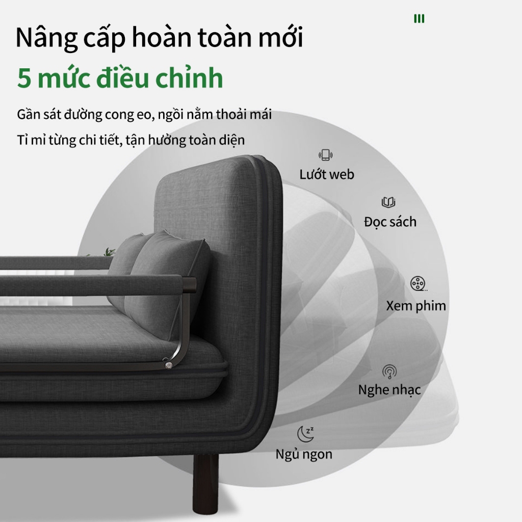 [Đa Năng Gấp Gọn] Sofa Giường Xám-Phòng Khách, Phòng Ngủ Thoải Mái Ngồi Nằm, Tặng Gối Tựa | BigBuy360 - bigbuy360.vn