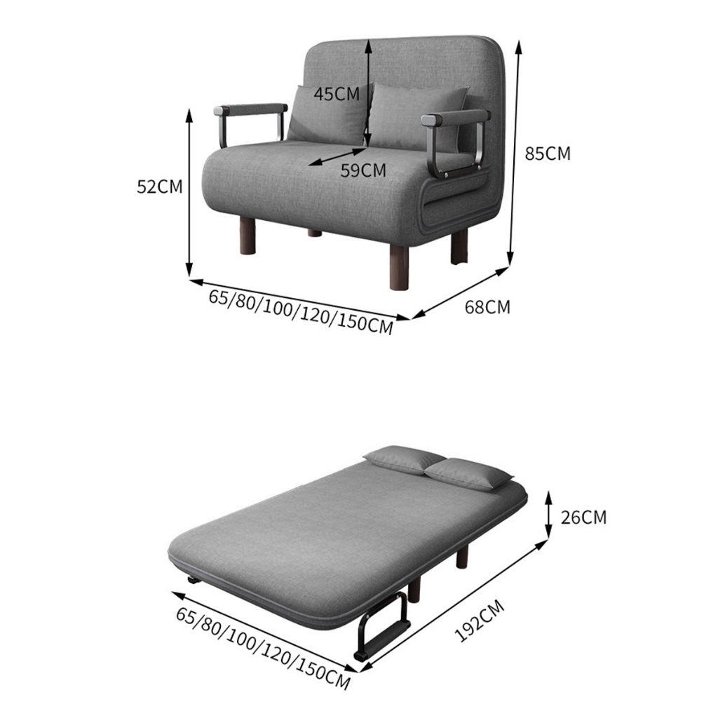 [Đa Năng Gấp Gọn] Sofa Giường Xám-Phòng Khách, Phòng Ngủ Thoải Mái Ngồi Nằm, Tặng Gối Tựa | BigBuy360 - bigbuy360.vn