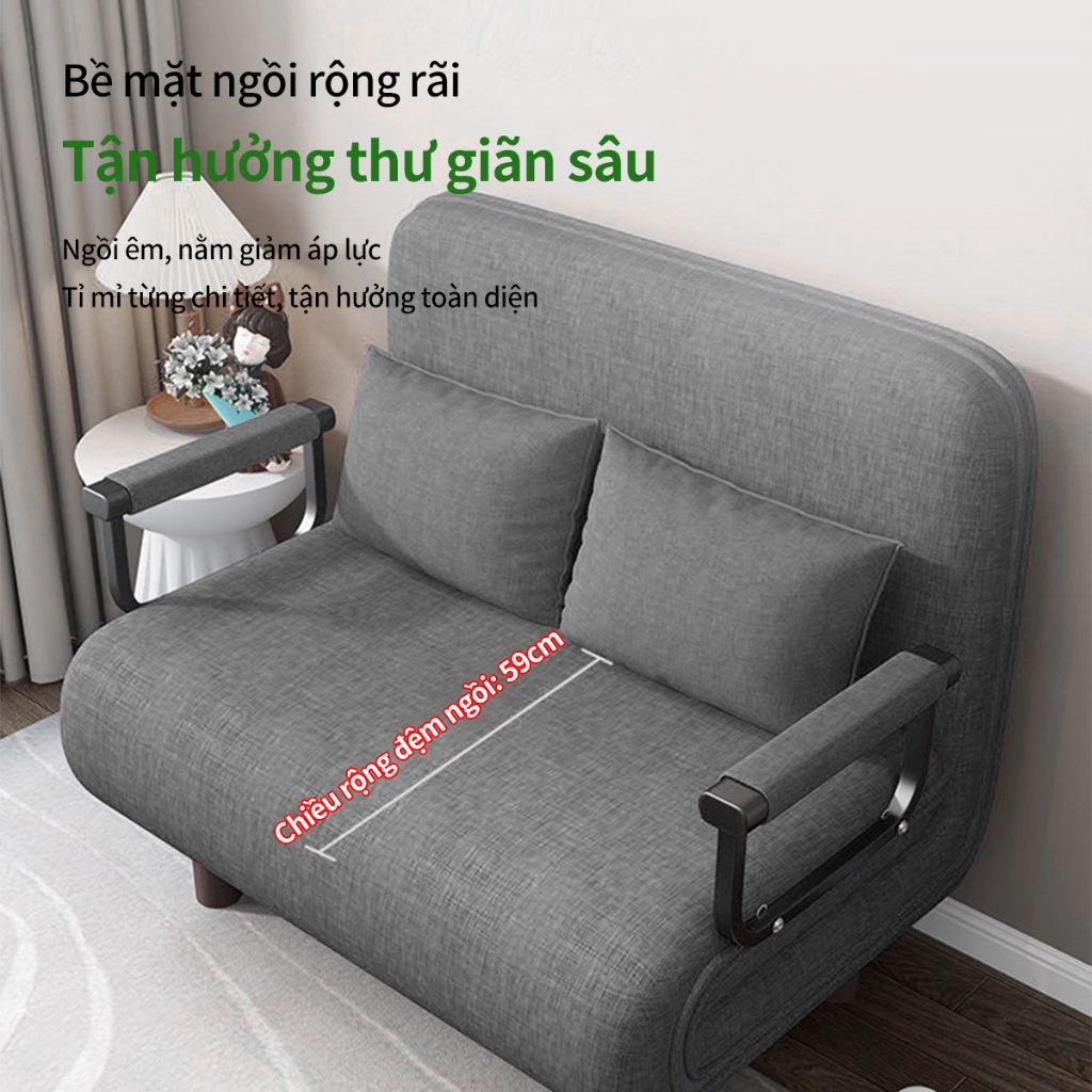 [Đa Năng Gấp Gọn] Sofa Giường Xám-Phòng Khách, Phòng Ngủ Thoải Mái Ngồi Nằm, Tặng Gối Tựa | BigBuy360 - bigbuy360.vn