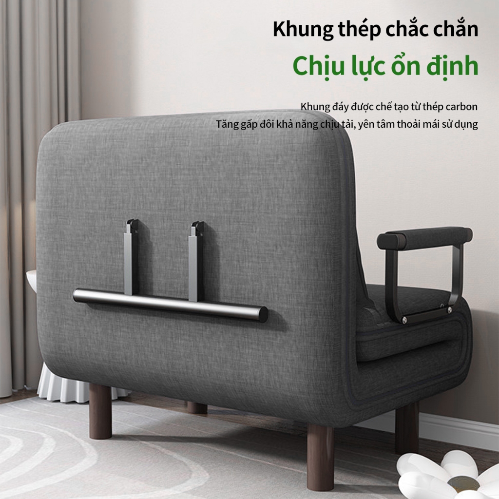 [Đa Năng Gấp Gọn] Sofa Giường Xám-Phòng Khách, Phòng Ngủ Thoải Mái Ngồi Nằm, Tặng Gối Tựa | BigBuy360 - bigbuy360.vn