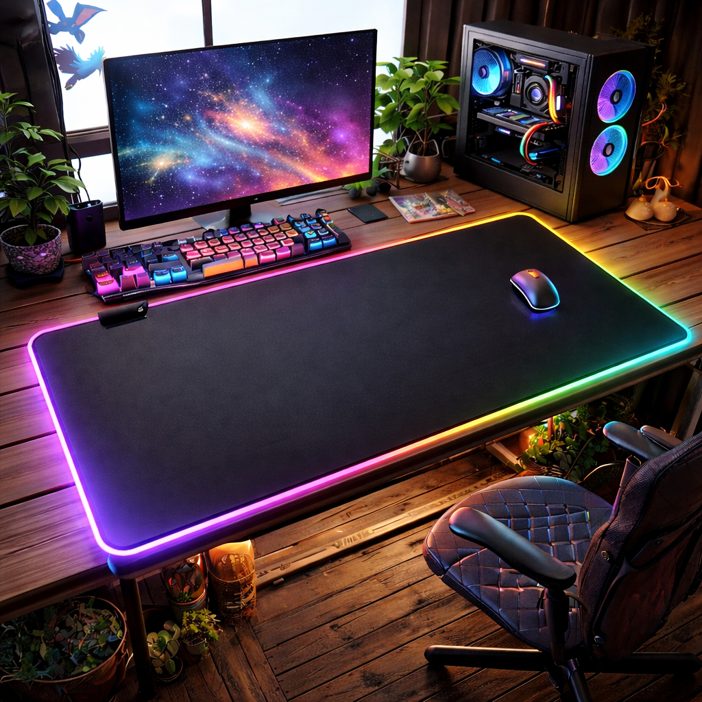 Lót Chuột, Lót chuột LED, Pad Chuột LED RGB, Bàn di chuột, Size Lớn 80x30
