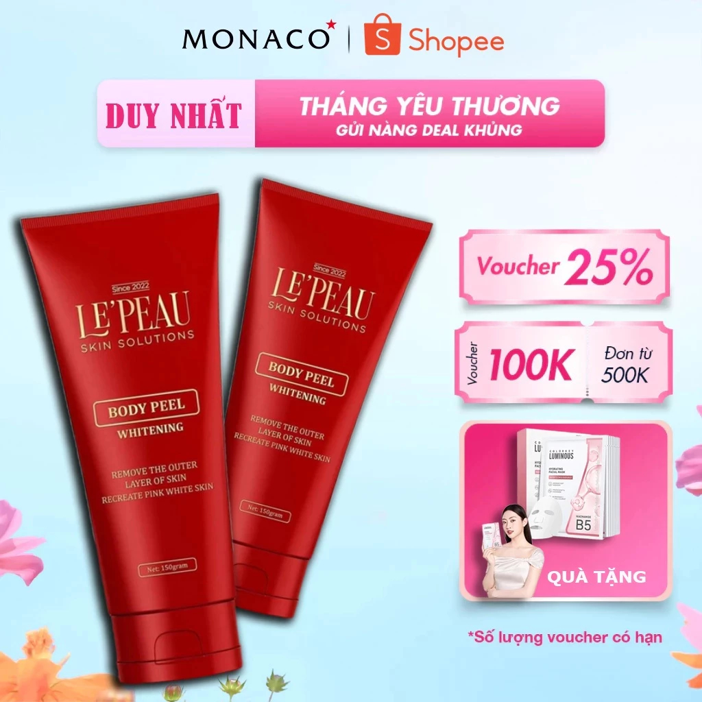 Peel Body Tẩy Da Chết Retinol LE'PEAU Dưỡng Trắng Giảm Mờ Thâm Toàn Thân Mềm Mịn Da 150gr