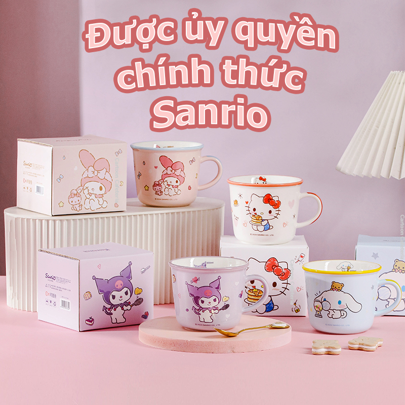 【Chính Hãng  】Cốc sứ，ly sứ Hello Kitty My Melody Kuromi Cinnamoroll  Chiếc cốc dễ thương thích hợp đ