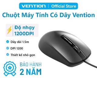 Chuột máy tính có dây Vention Hỗ trợ 1200DPI, USB 3 nút,Thiết kế công thái học cho PC, Laptop.. Bảo hành 2 năm