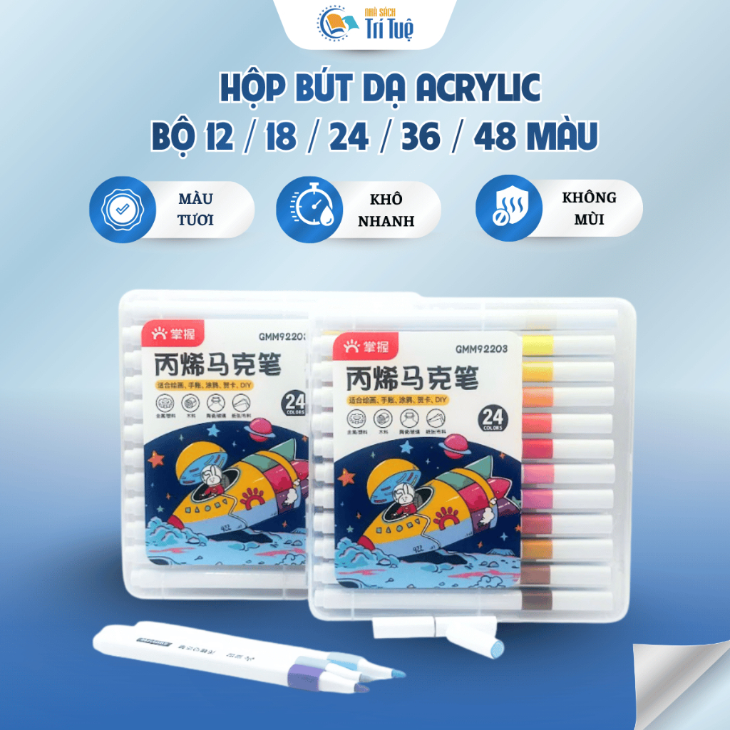 Bút Dạ Marker Acrylic GRASP Vẽ Tranh Tô Màu – Bộ 12 18 24 36 48 Màu, Bút Acrylic DIY