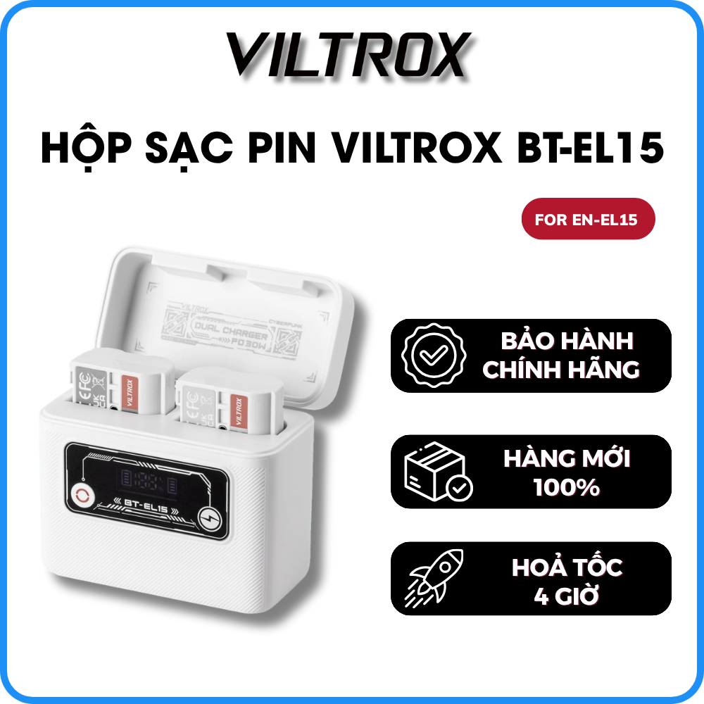 VILTROX BT-EL15 - Hộp Sạc Pin NIKON EN-EL15, Hộp Sạc Pin Máy Ảnh - Bảo Hành 12 Tháng