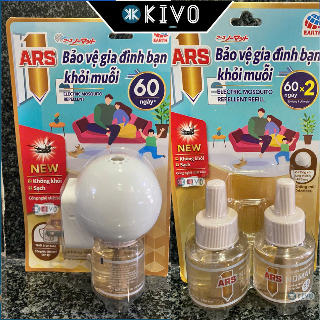 COMBO Xông Đuổi Muỗi ARS Nomat P60-Máy Xông Tinh Dầu Đuỗi Muỗi Phòng Ngủ, Phòng Khách, Nhà Bếp-KIVO