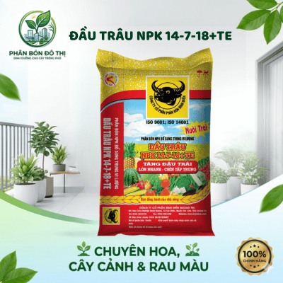 Phân bón NPK Đầu Trâu 14-7-18+TE chứa hàm lượng N-P-K-S cao Tăng đậu trái (chia từ bao 25kg)