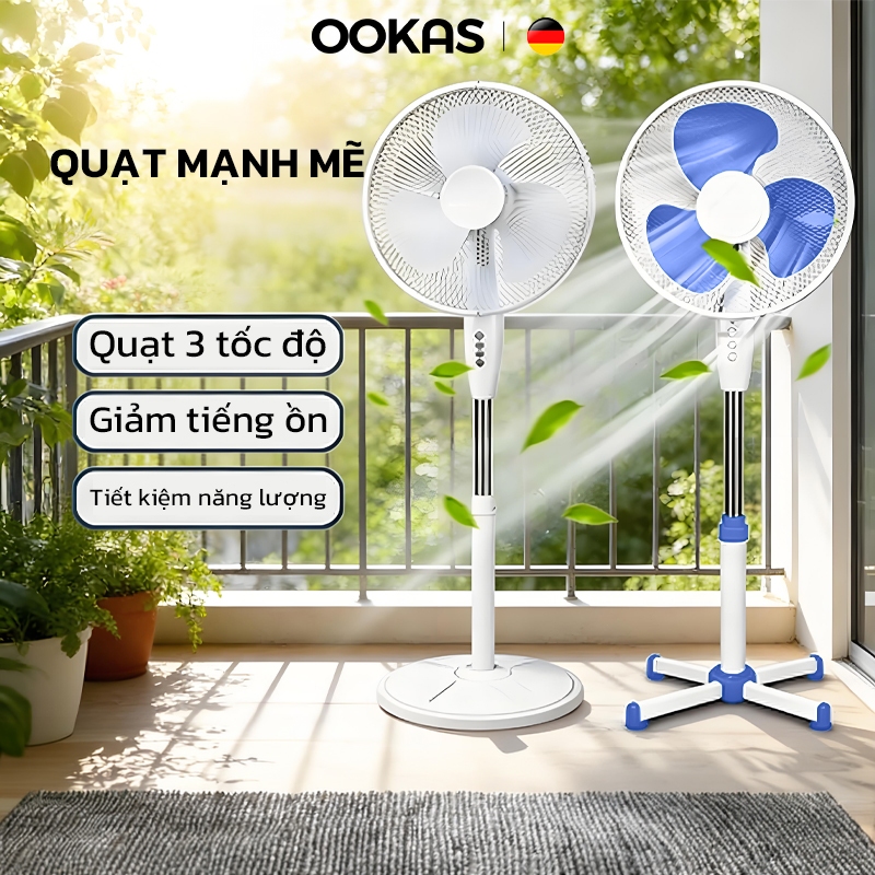 OOKAS Quạt đứng 3 cánh Công suất thấp gió mạnh tiếng ồn thấp