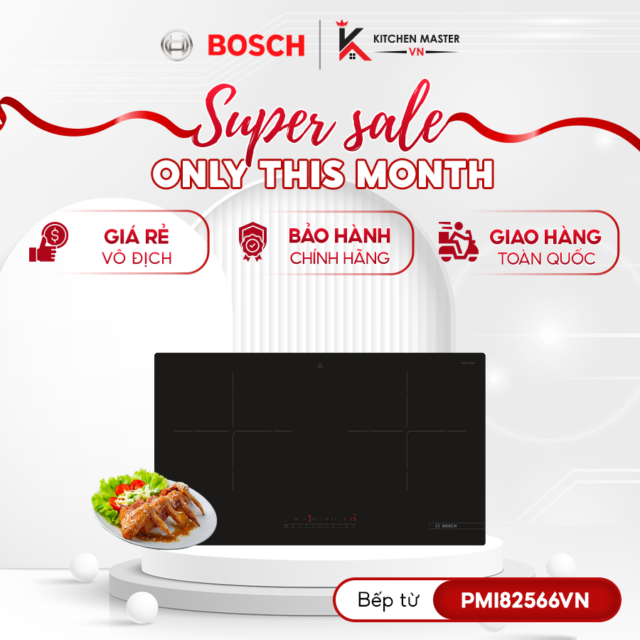 Bếp Từ Đôi Bosch PMI82566VN Lắp Âm – Lắp Âm Cảm Ứng Công Suất Mạnh
