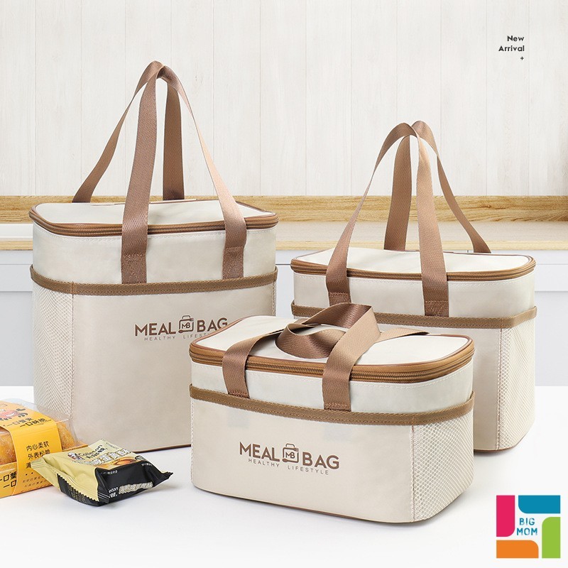 Túi đựng hộp cơm Meal Bag lót giấy bạc giữ nhiệt chất liệu chống thấm nhiều size