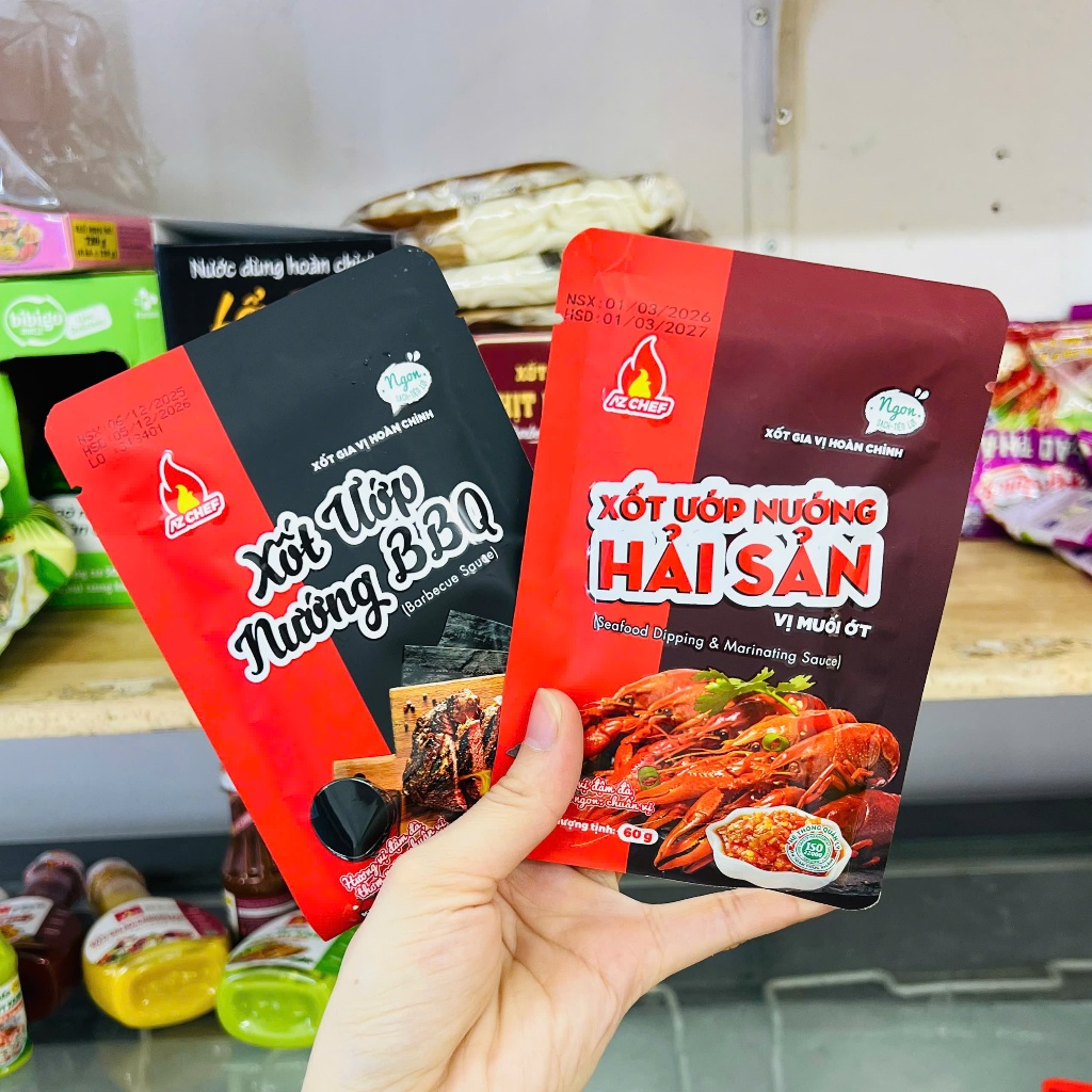 Xốt Ướp Nướng AZ Chef 60g (BBQ/Hải Sản) – Ướp Nhanh, Nướng Ngon