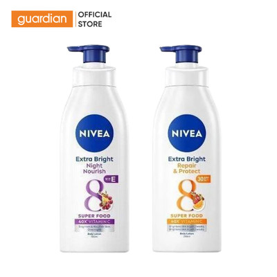 Combo Sữa Dưỡng Thể Night White Nivea 350ml & Sữa Dưỡng Thể Giúp Dưỡng Sáng Giúp Phục Hồi & Chống Nắng Nivea 350ml