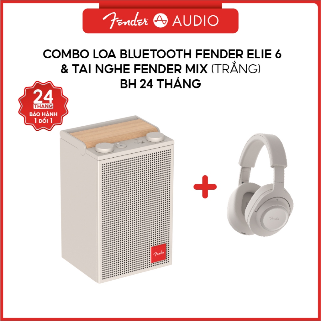Combo Loa Bluetooth Fender ELIE 6 + Tai nghe không dây Fender MIX - Trắng | FA-E6-OWHWW + FA-MIX-OWH
