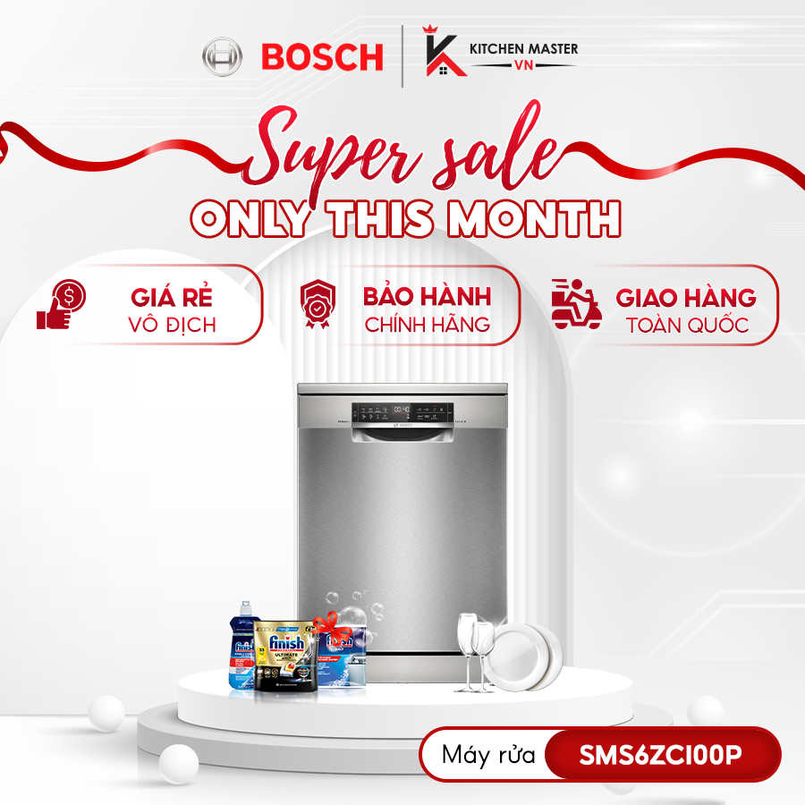 Máy Rửa Bát Độc Lập BOSCH SMS6ZCI00P SERIES 6 - Sấy Zeolith Khô Hoàn Toàn