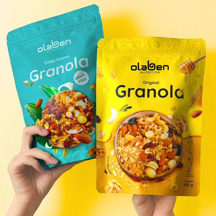 Balance Boost Set OLABEN NUTRITION 1 Túi Granola Không Yến Mạch & 1 Túi Granola Vanila Truyền Thống