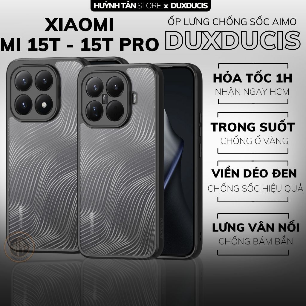 Ốp lưng điện thoại Xiaomi Mi 15T 15T PRO trong suốt lưng nhám xướt chống sốc cao su hãng aimo
