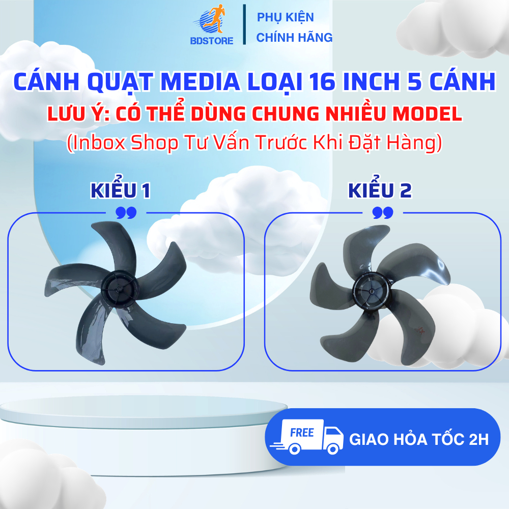 [Inbox Shop Tư Vấn Trước Khi Mua] Cánh Quạt MEDIA 16 Inch 5 Cánh Hàng Chuẩn Theo Quạt Tương Thích Nh