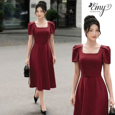 Đầm Đỏ Dự Tiệc Thiết Kế EMY Thời Trang Cao Cấp EX4107 Chất Gân Hongkong Sang Chảnh